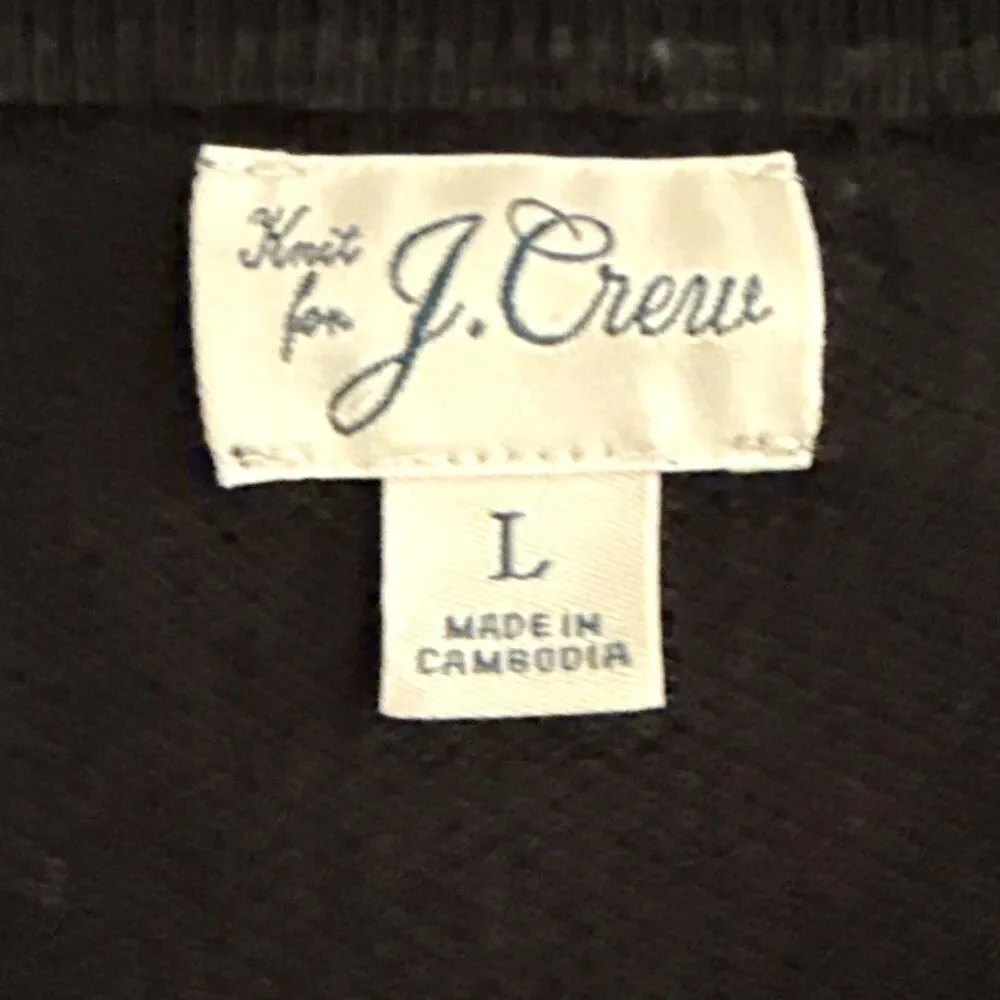 Knit for J Crew Waffle Knit Crew Neck Mens Sz L Black Cotton Textured Pullover